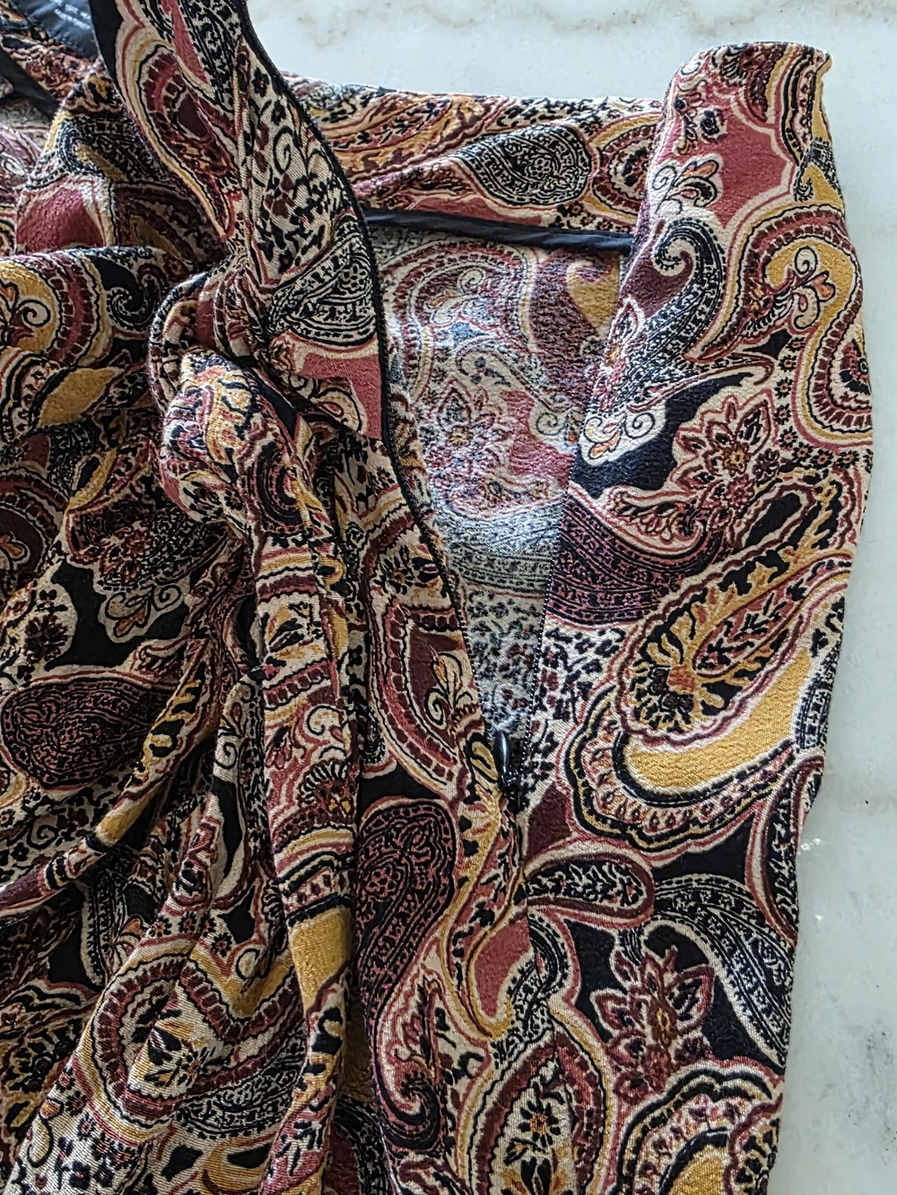 Zara Paisley Wrap Skirt in Burgundy, Mustard & Black - Picture 4 of 8